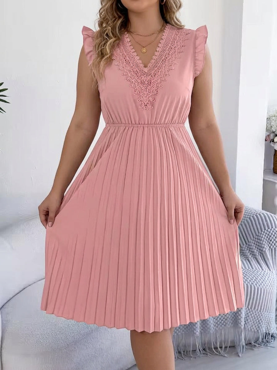 Briony – Casual V-Neck Maxi Dress with Lace Detail
