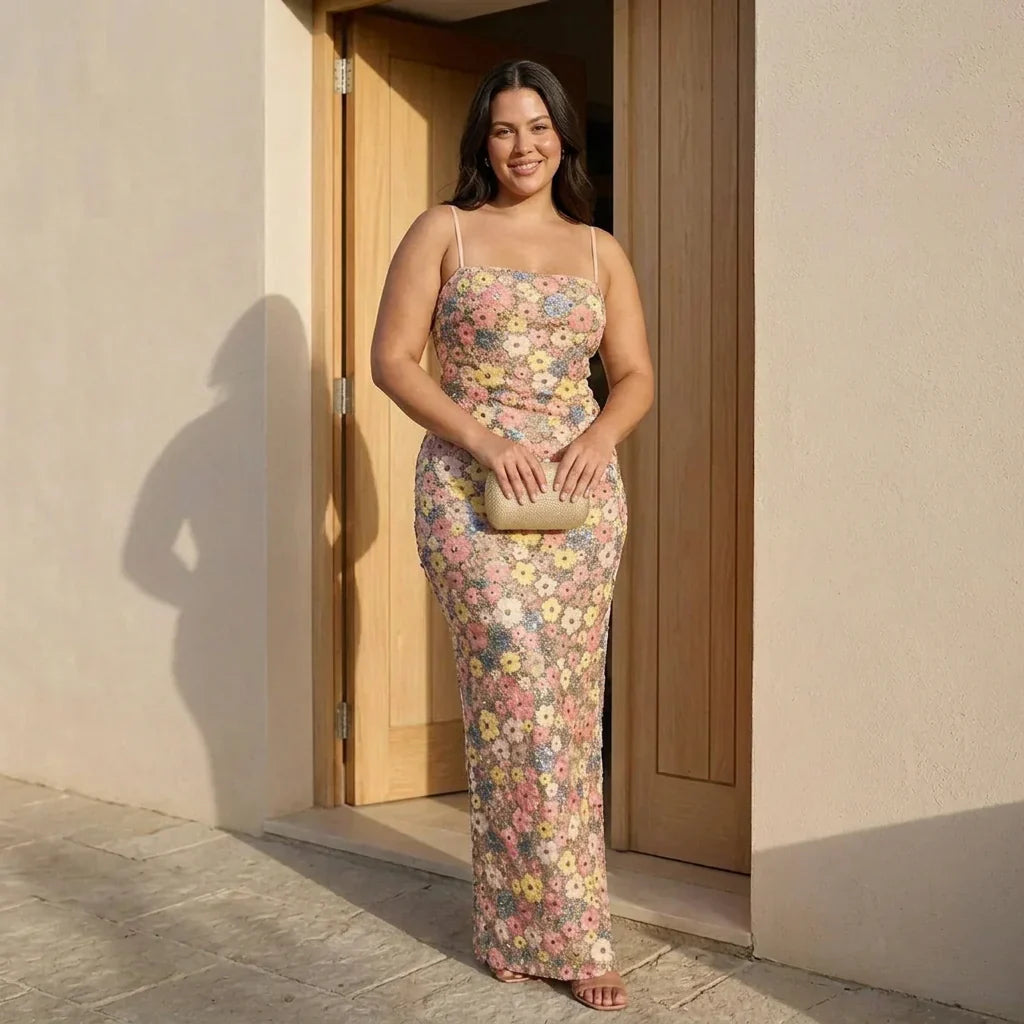 Lara - Elegant Strapless Sequin Maxi Dress