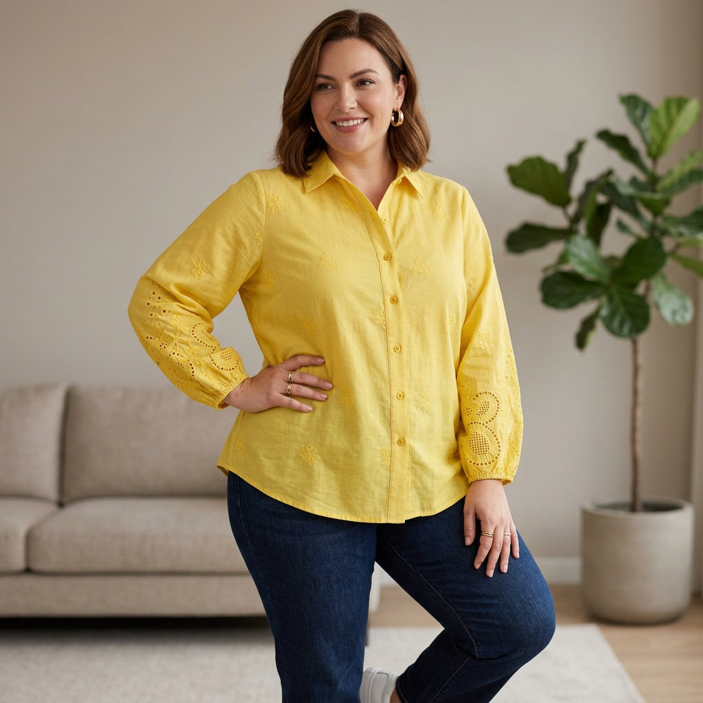 Yasmin - Pure Cotton Schiffly Embroidered Shirt
