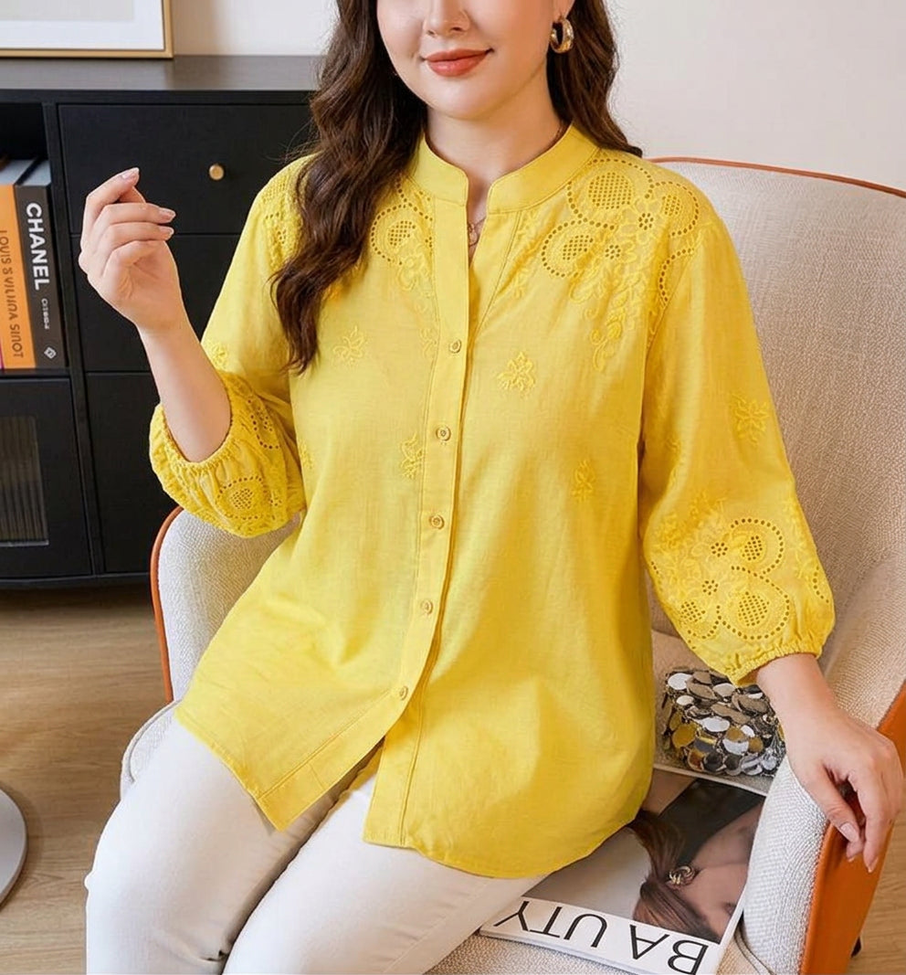 Yasmin - Pure Cotton Schiffly Embroidered Shirt