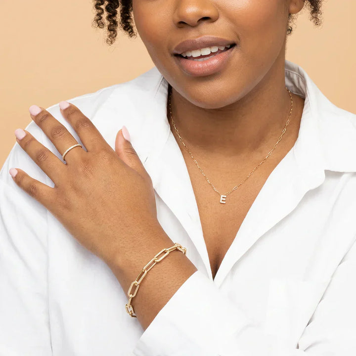 Alba letter initial necklace | Gold