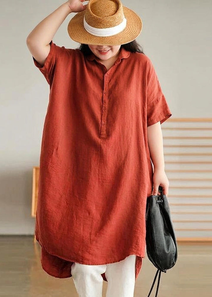 Sabine - Jade Green Linen Women Casual Linen Shirt Dress