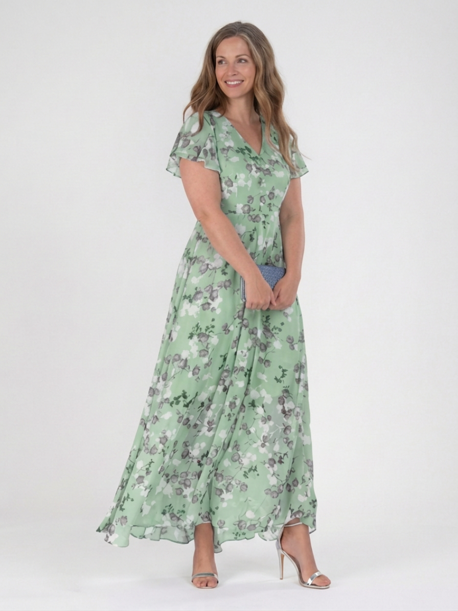 Leontine | Floral Chiffon Maxi Dress