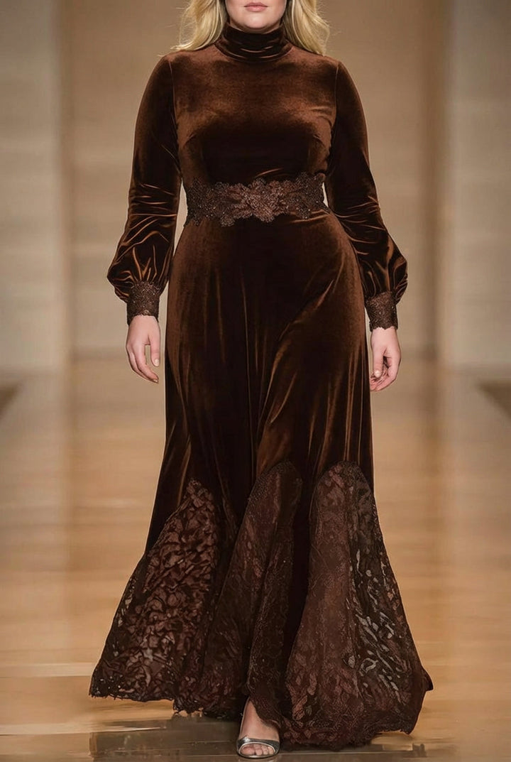 MABLE | HIGH COLLAR LACE MAXI DRESS