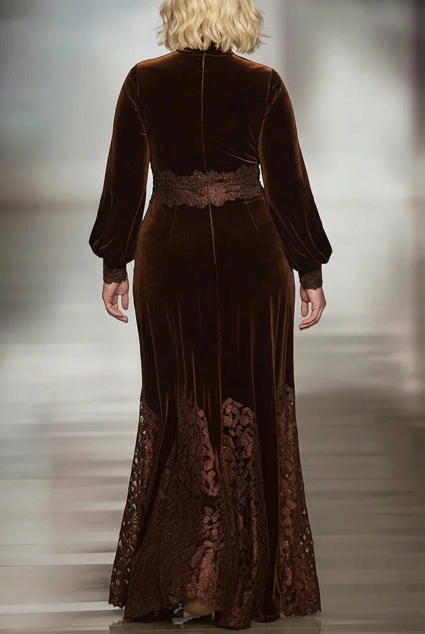 MABLE | HIGH COLLAR LACE MAXI DRESS