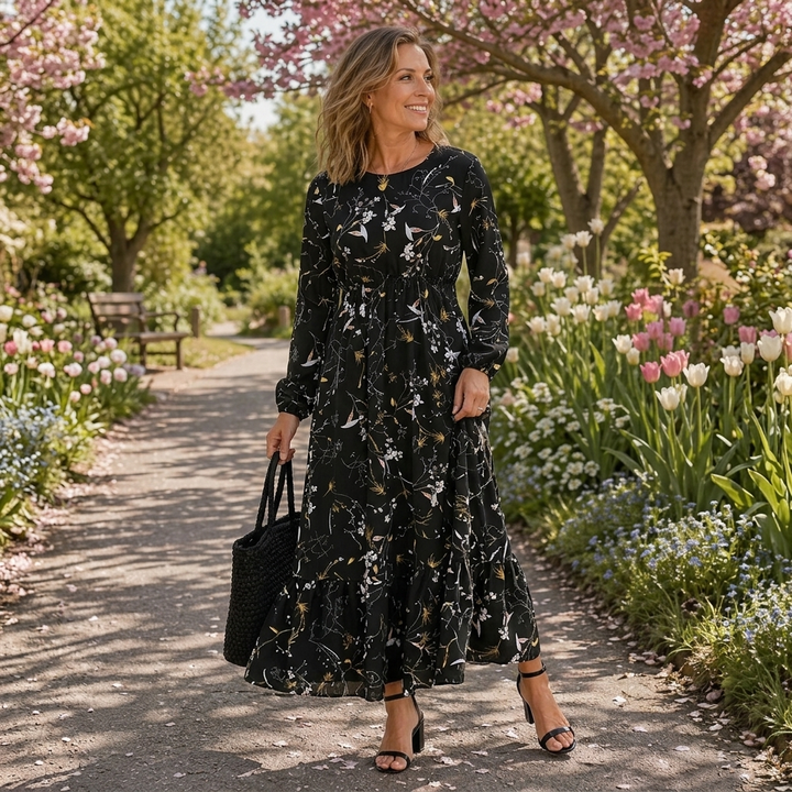 Lior | Long Sleeve Floral Tiered Maxi Dress