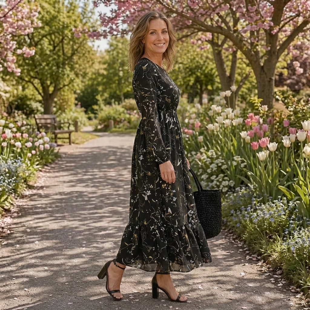 Lior | Long Sleeve Floral Tiered Maxi Dress
