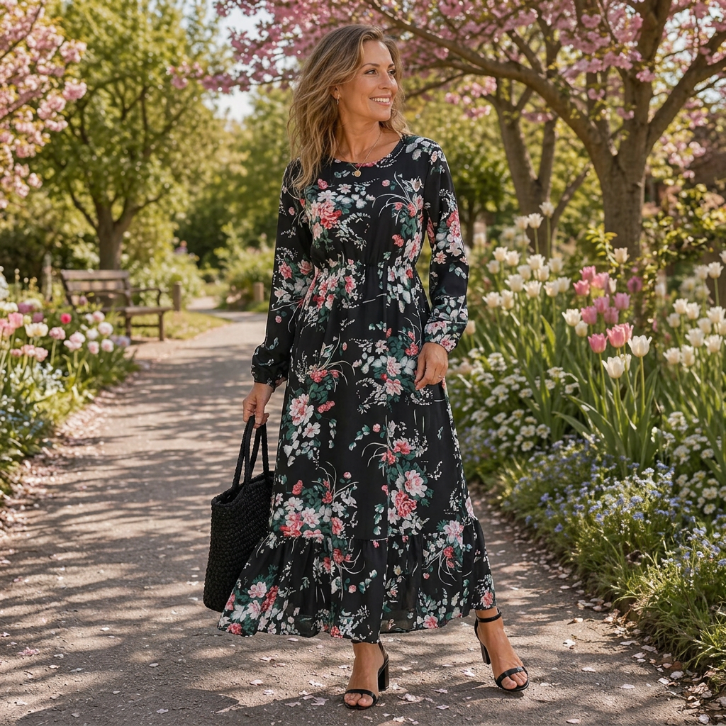 Lior | Long Sleeve Floral Tiered Maxi Dress