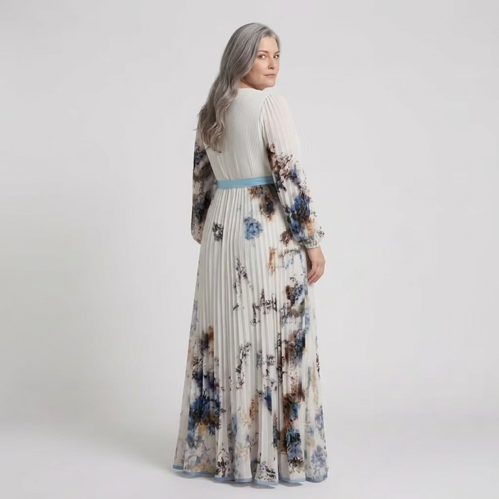 Nadia | Long Sleeve V Neck Floral Maxi Dress