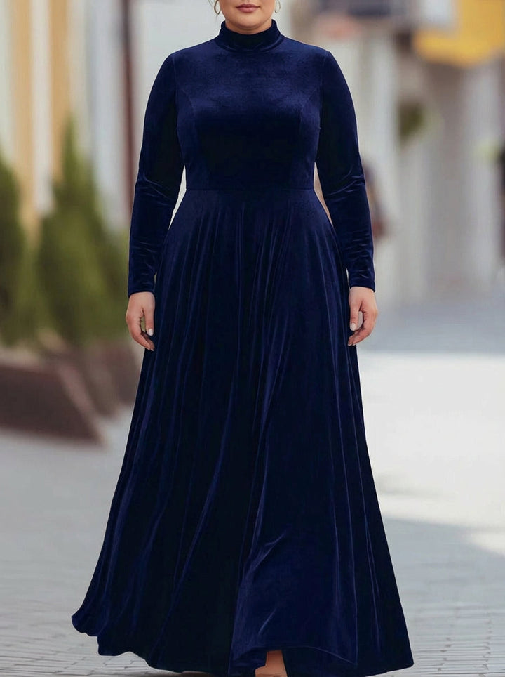 Tindra | Velvet Mock-Neck Maxi Dress