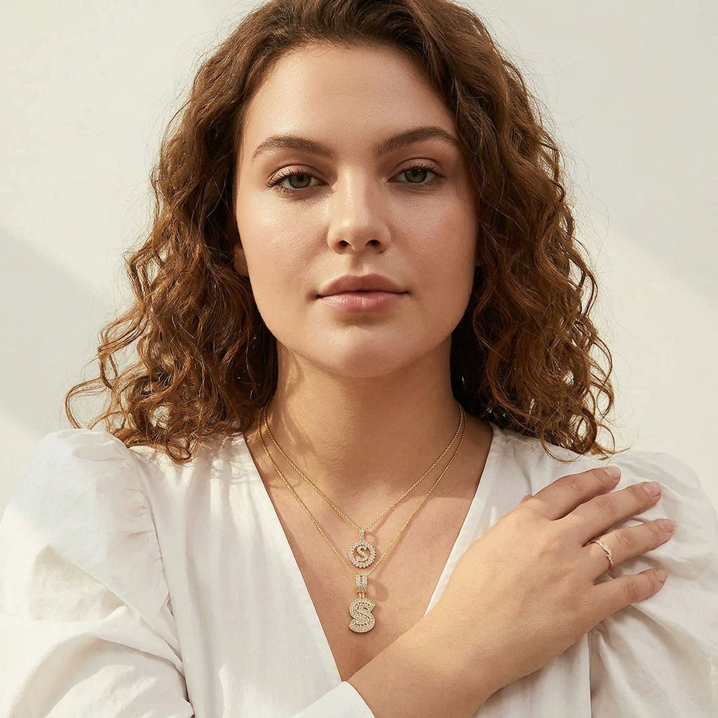 Amaya letter initial necklace set | Gold