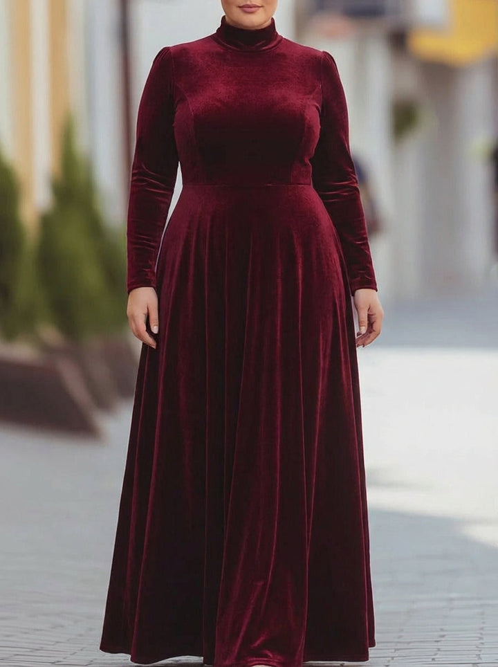 Tindra | Velvet Mock-Neck Maxi Dress