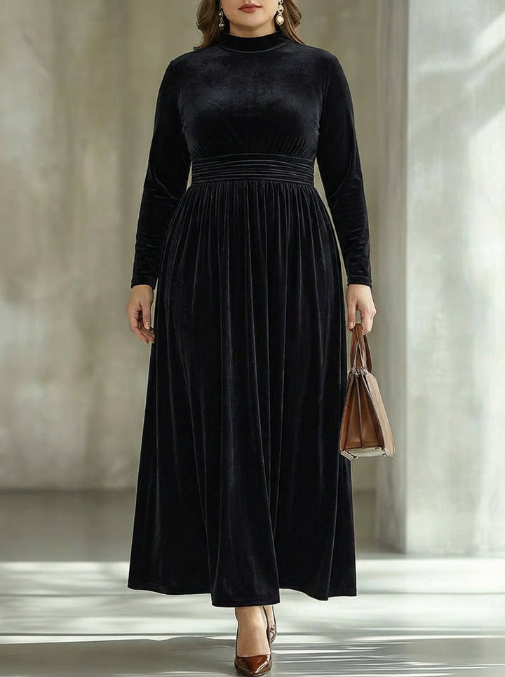 Isabeau | Pleated Velvet Maxi Dress