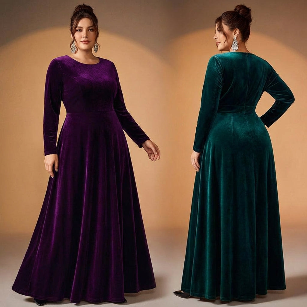 Maia | Long-Sleeve Velvet Maxi Dress