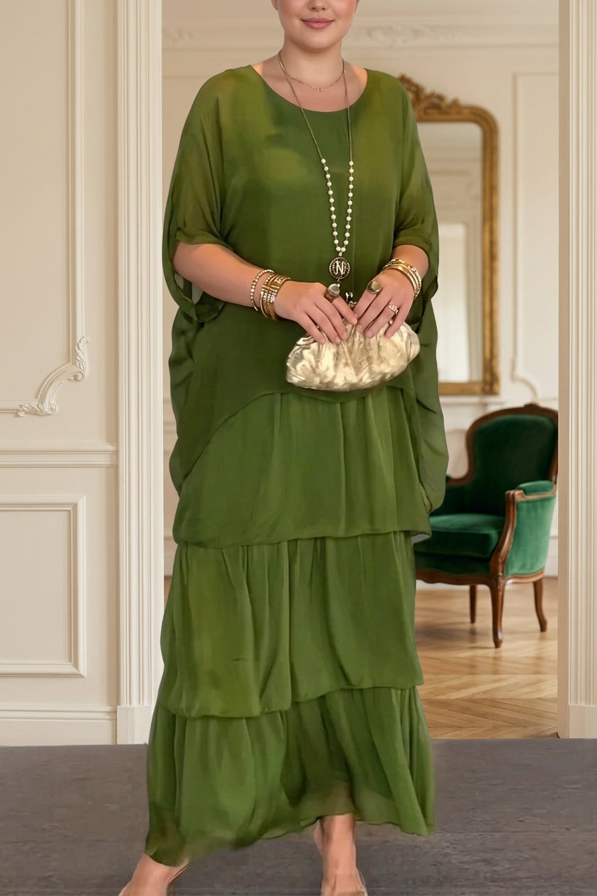 Edith Layered Dress - Olive Green