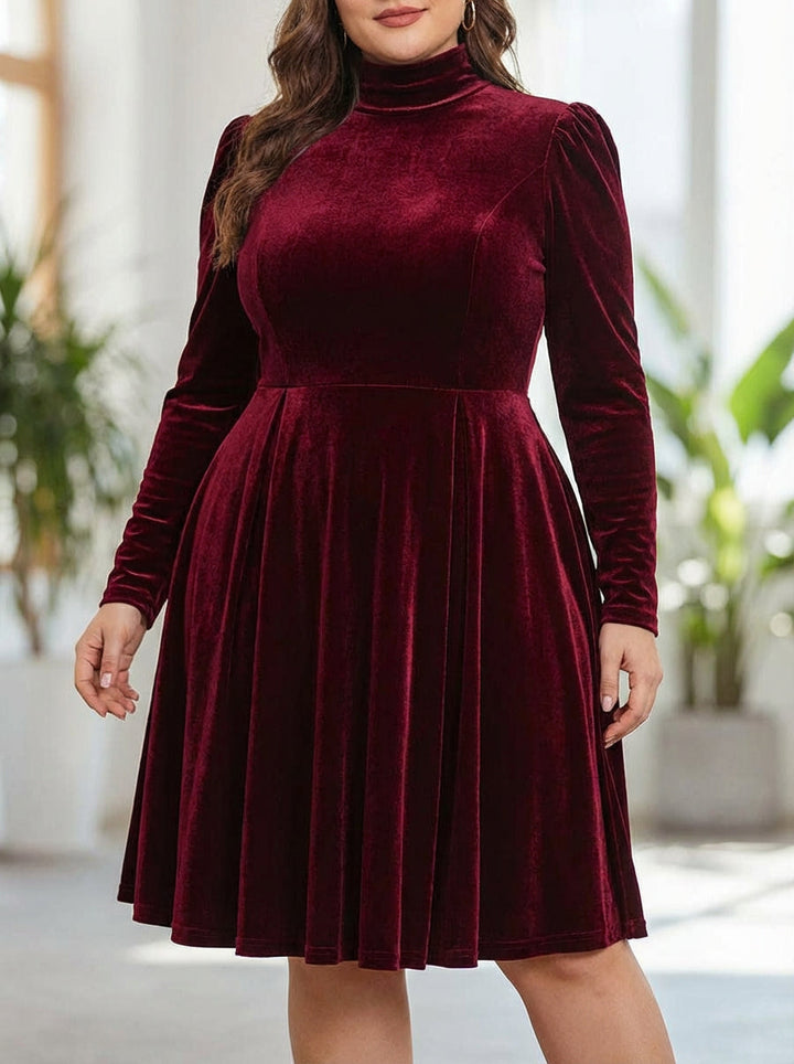 Tindra | Velvet Mock-Neck Maxi Dress