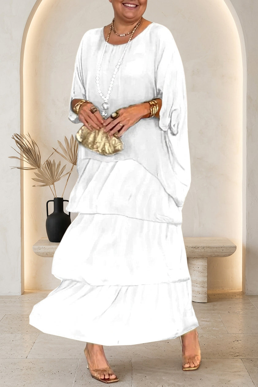 Olwen Layered Dress - White