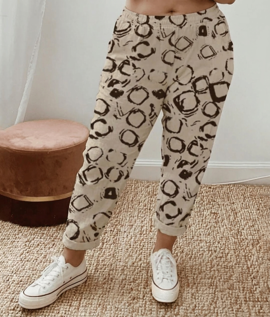 Rin | Flattering Fit &amp; Comfort Waistband Pant With Print