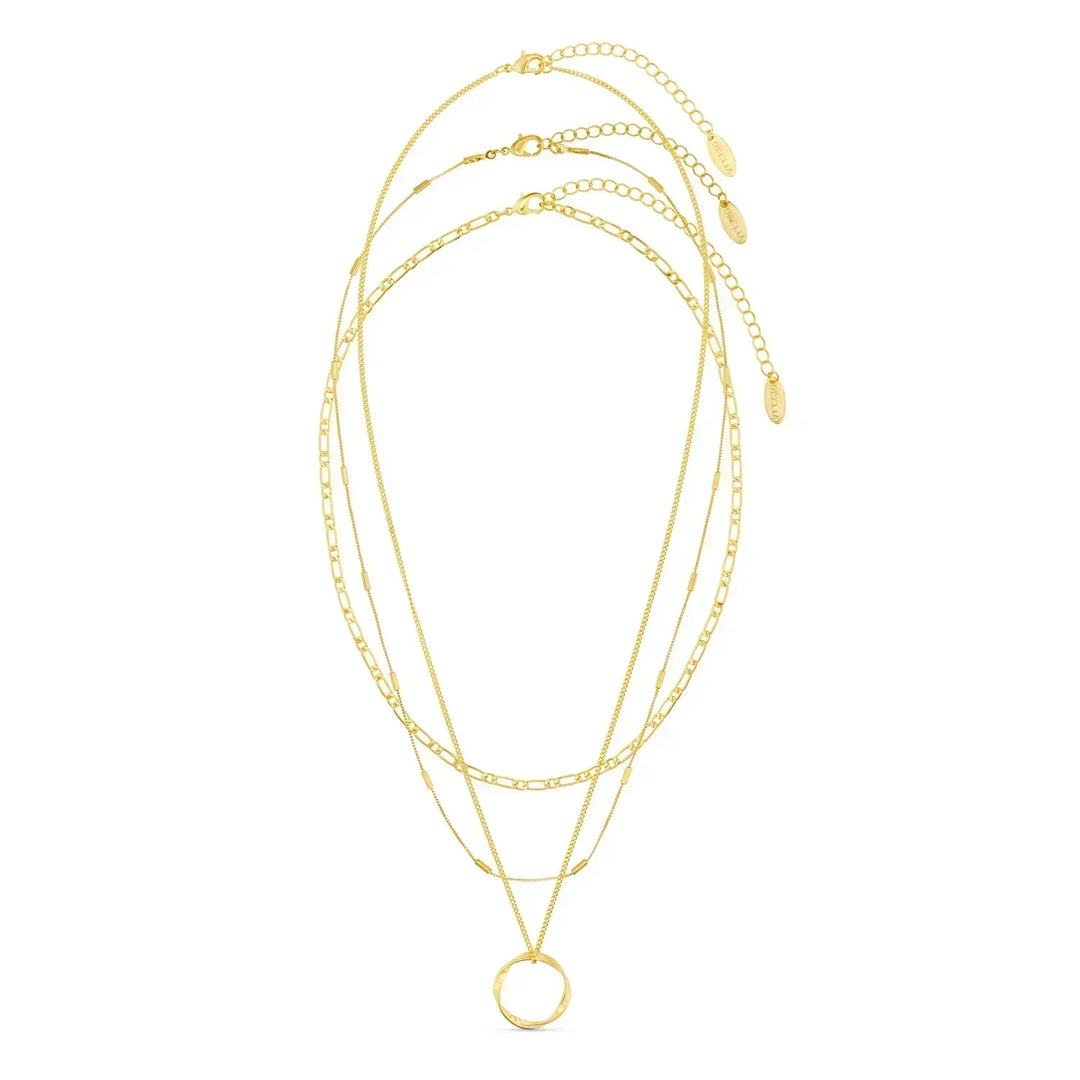 Briar Circle Three Row Necklace | White Gold