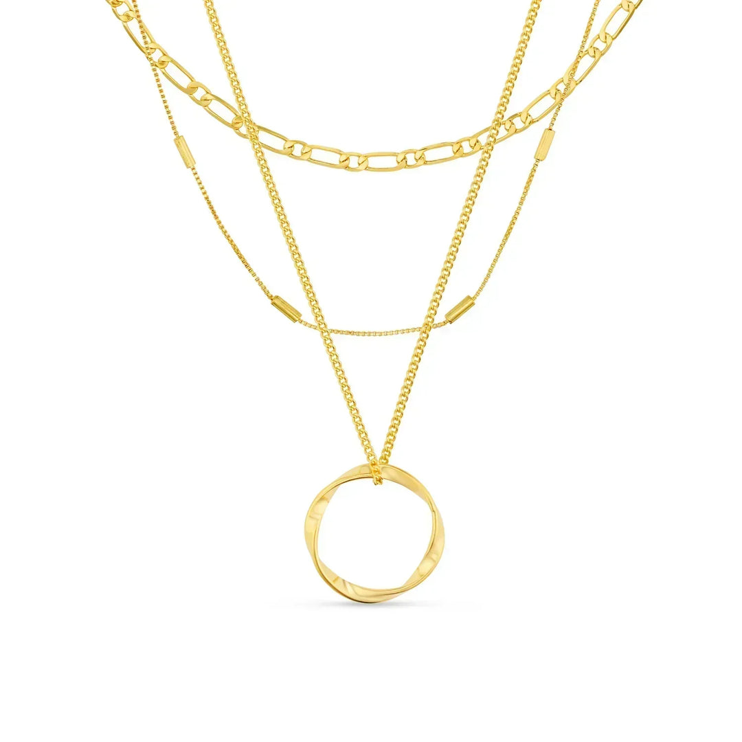 Vesper Circle Three Row Necklace | Gold
