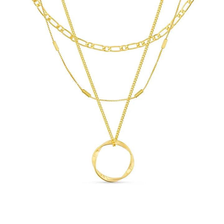 Vesper Circle Three Row Necklace | Gold