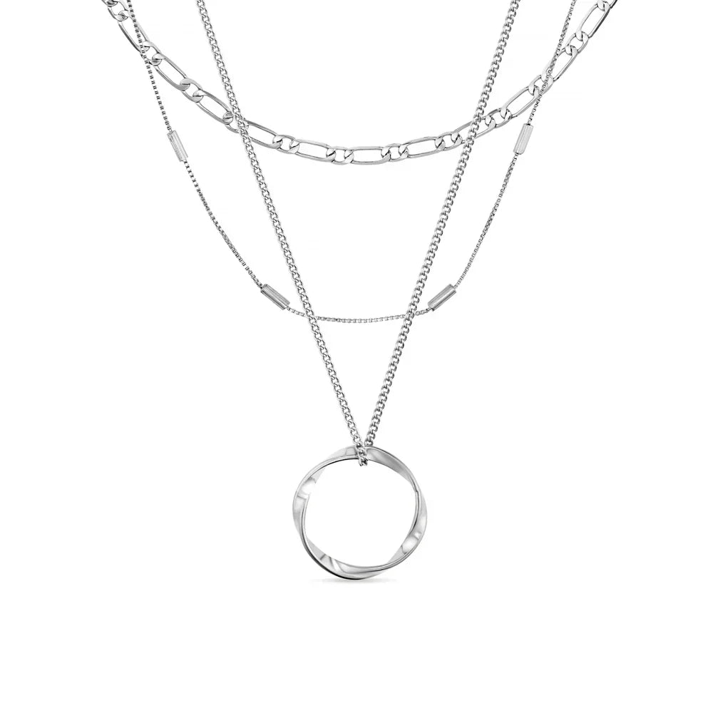 Briar Circle Three Row Necklace | White Gold