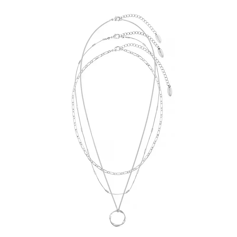 Briar Circle Three Row Necklace | White Gold