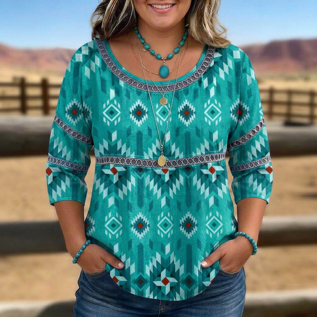 Elara | Boho Lace-Trim Casual Blouse