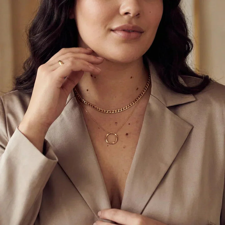 Yara Link Curb Chain Necklace | White Gold