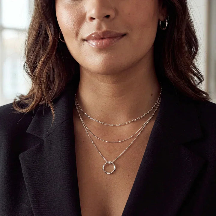 Briar Circle Three Row Necklace | White Gold