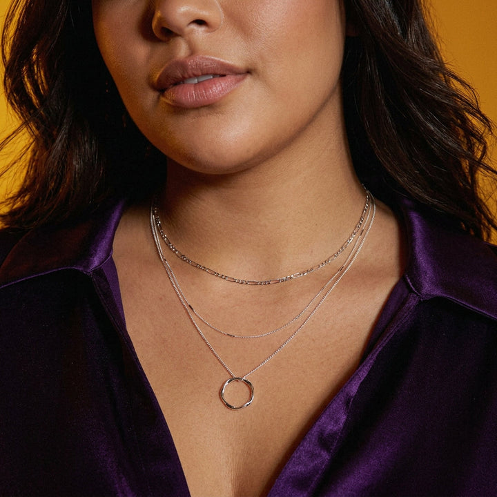 Briar Circle Three Row Necklace | White Gold