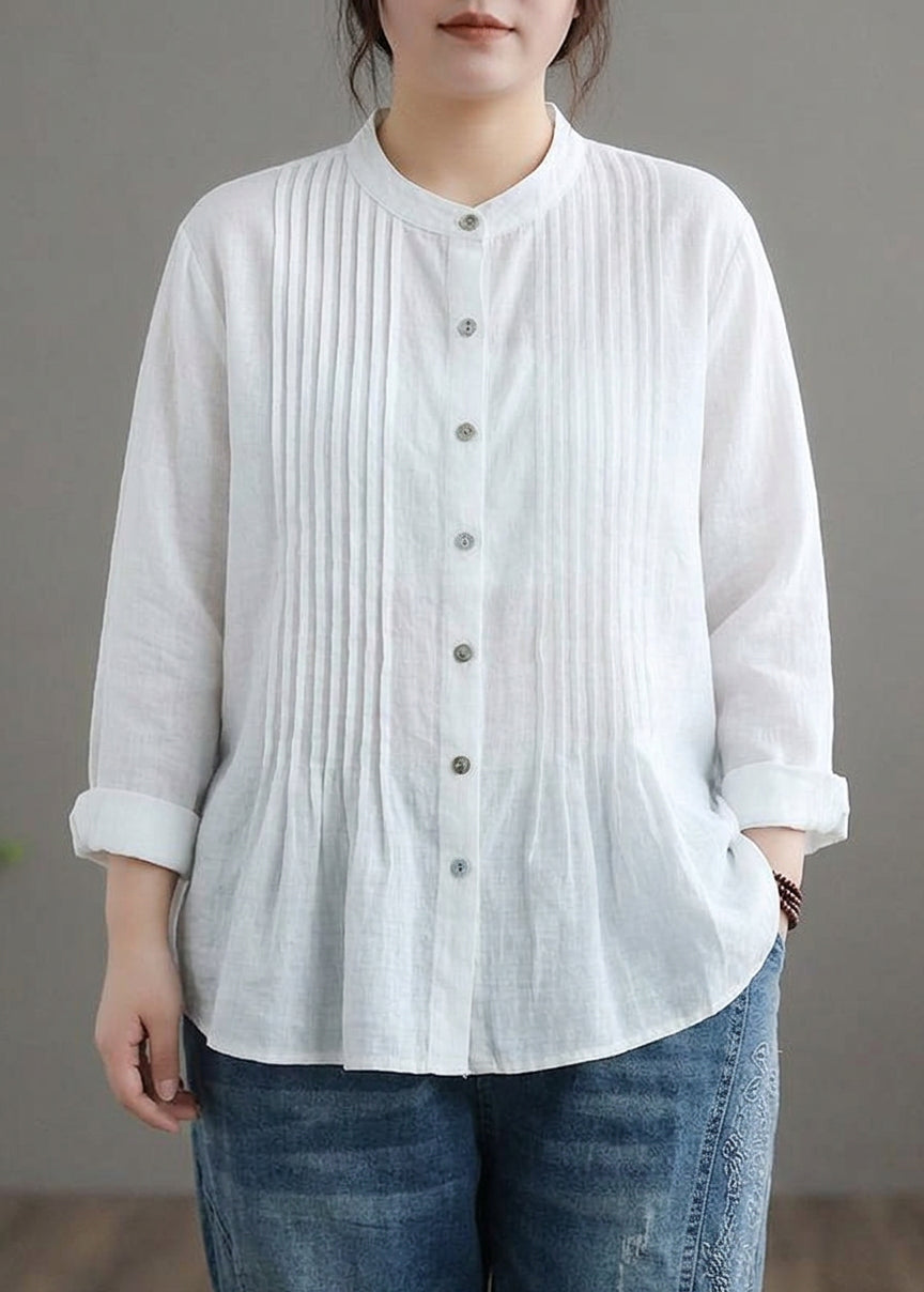 Cosima - Organic White Linen Shirt Tunics Women Ramie Blouse