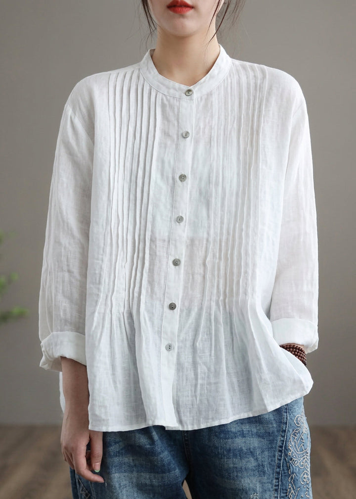 Cosima - Organic White Linen Shirt Tunics Women Ramie Blouse