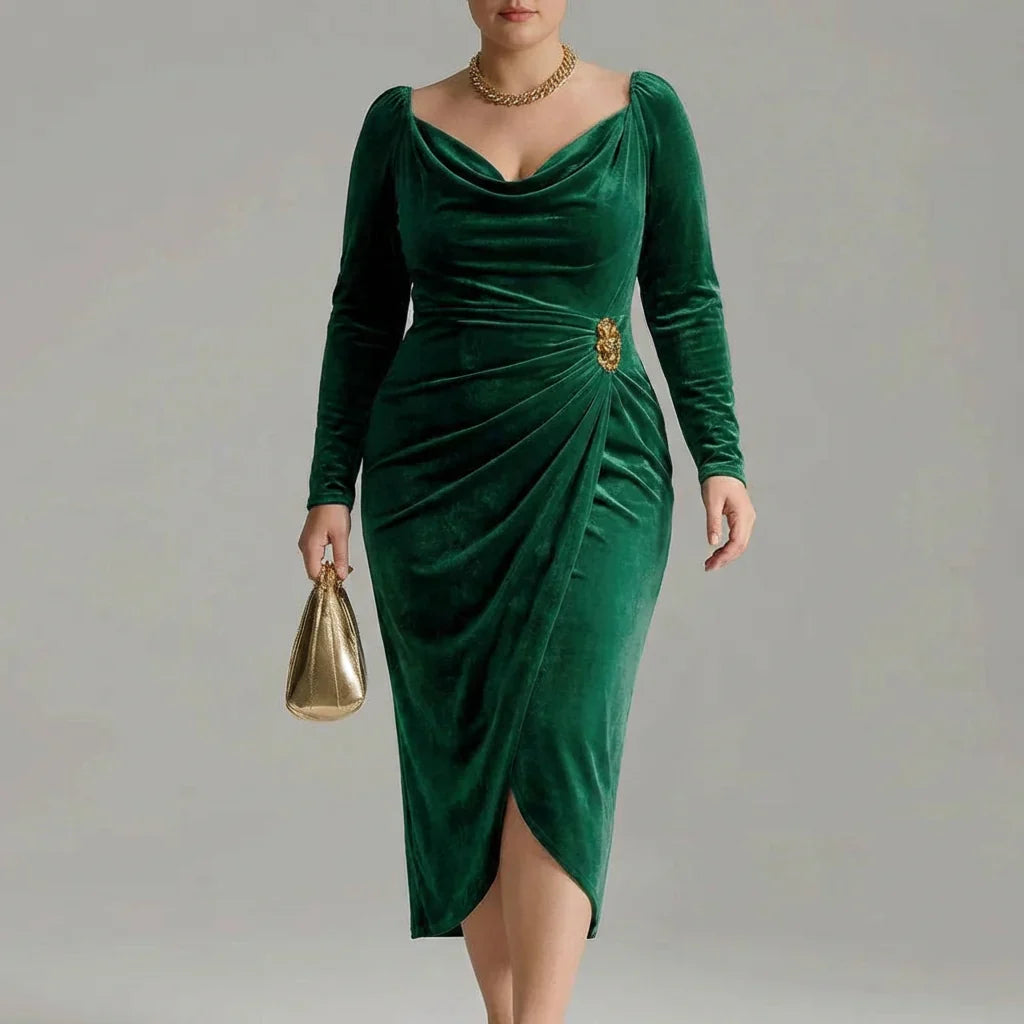 Nell | Elegant Velvet Midi Dress (Bestseller)