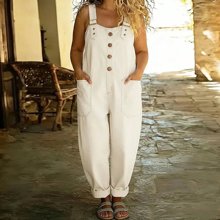 Demi | Vintage Soft Cotton Denim-Look Overalls with Adjustable Straps