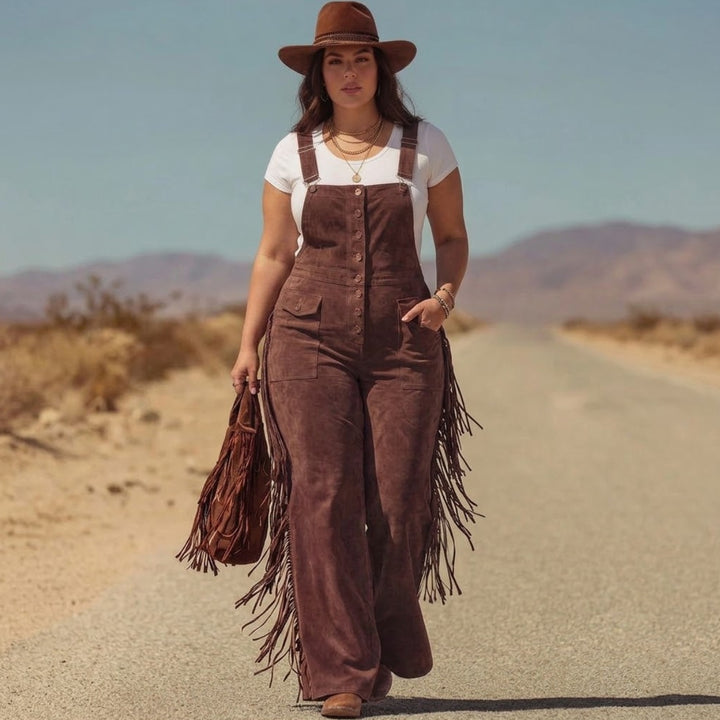 Salma - Boho Micro-Suede Overalls