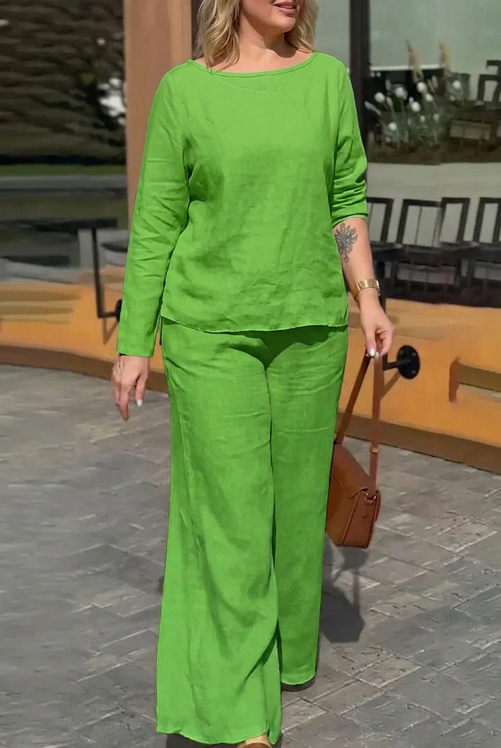 Saoirse - Women Round Neck Long Sleeve Pants Set