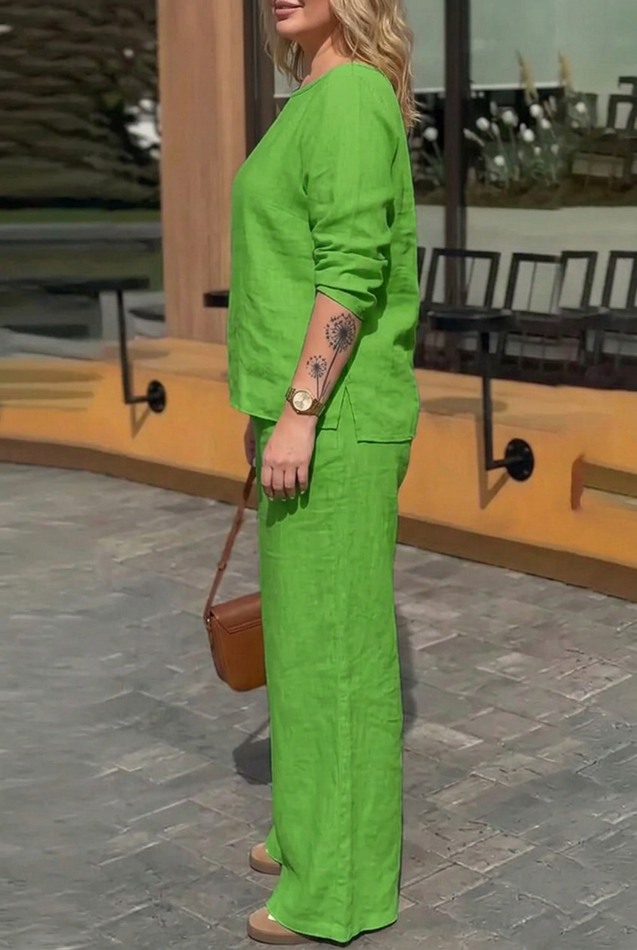 Saoirse - Women Round Neck Long Sleeve Pants Set