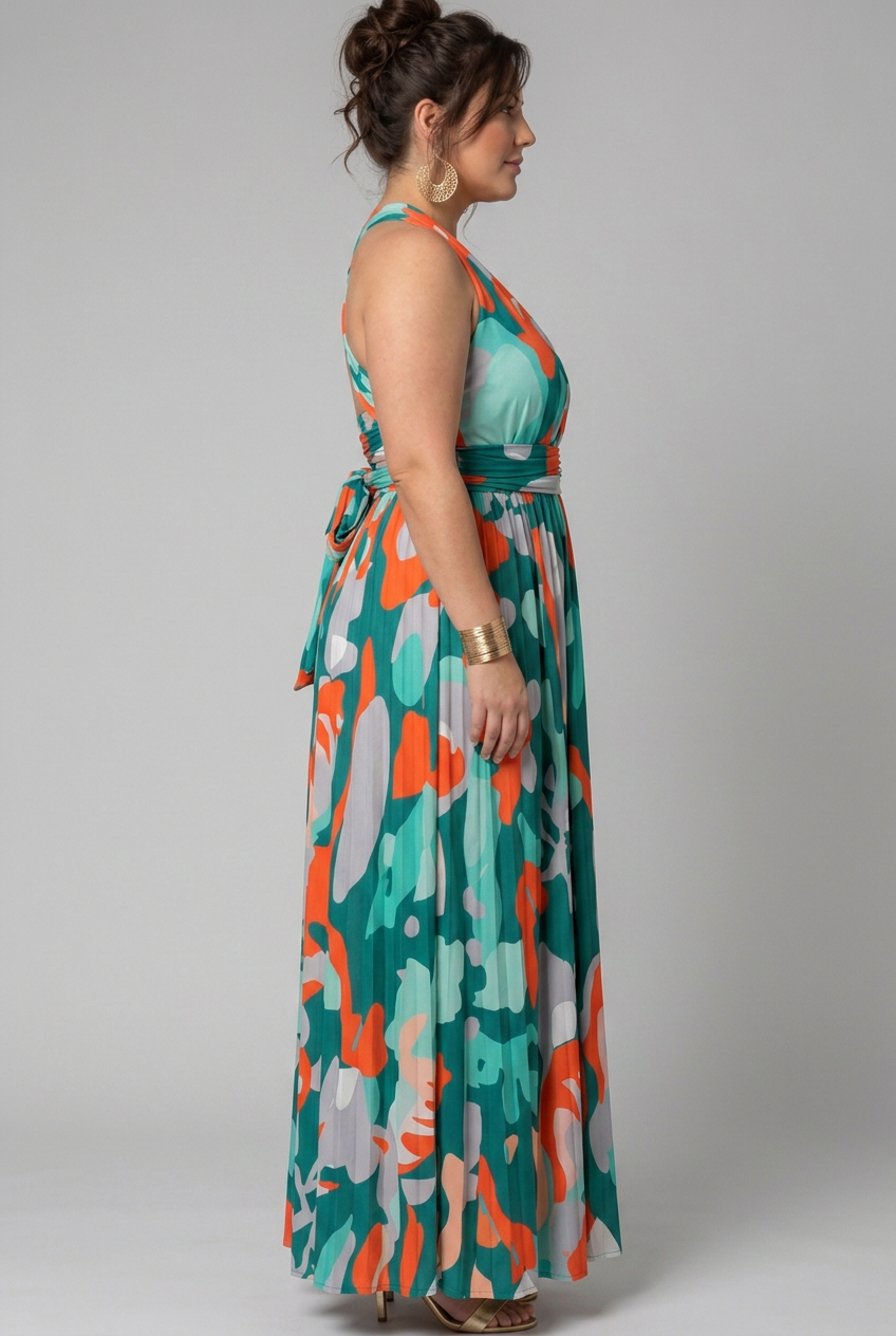 Saskia | Sleeveless Abstract Print Maxi Dress