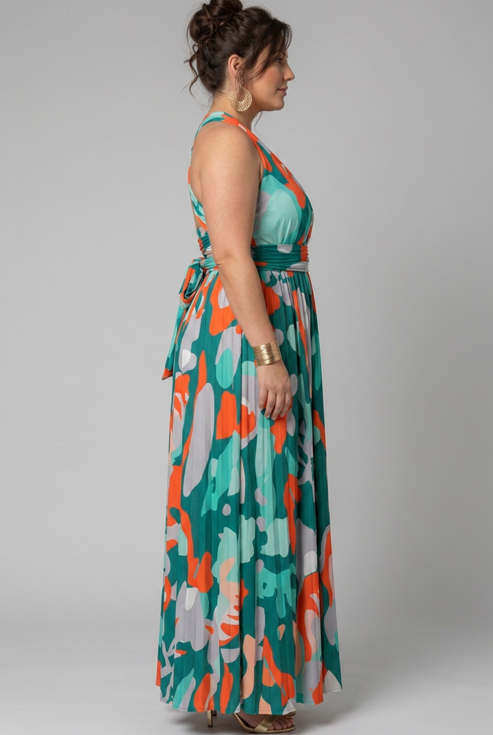 Saskia | Sleeveless Abstract Print Maxi Dress