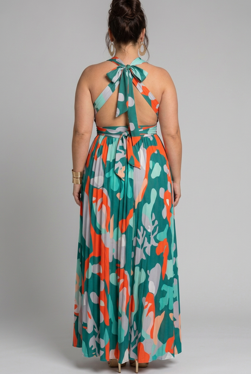 Saskia | Sleeveless Abstract Print Maxi Dress