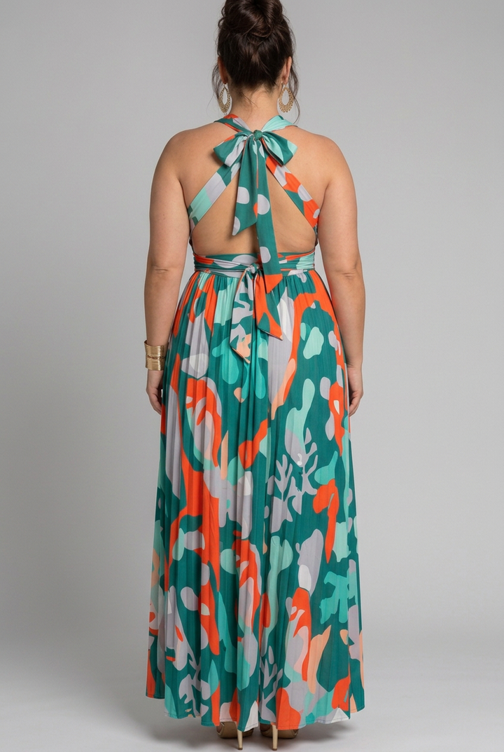 Saskia | Sleeveless Abstract Print Maxi Dress