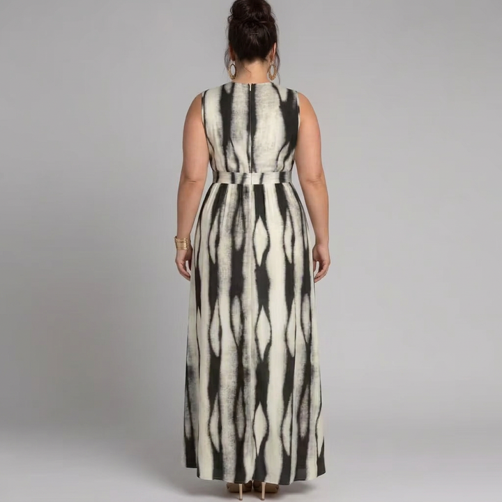 Saskia | Sleeveless Abstract Print Maxi Dress