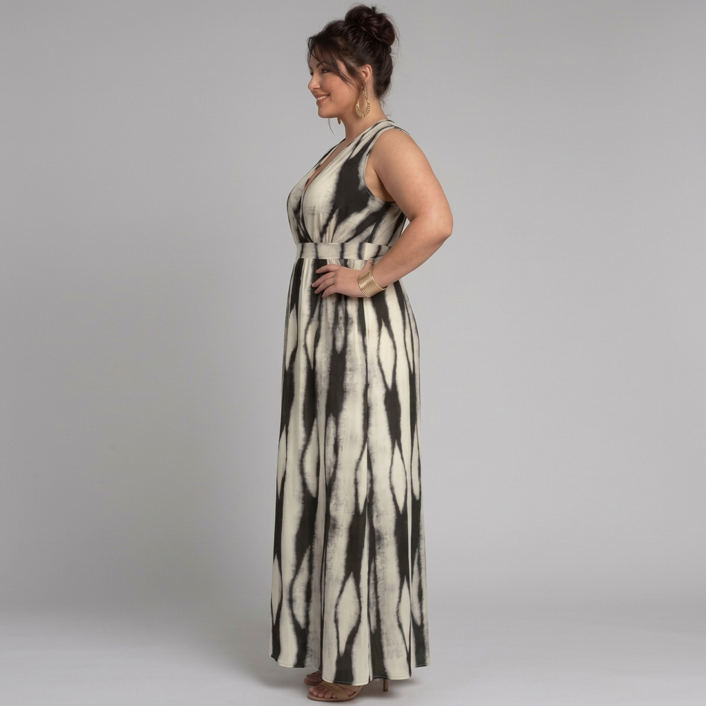 Saskia | Sleeveless Abstract Print Maxi Dress