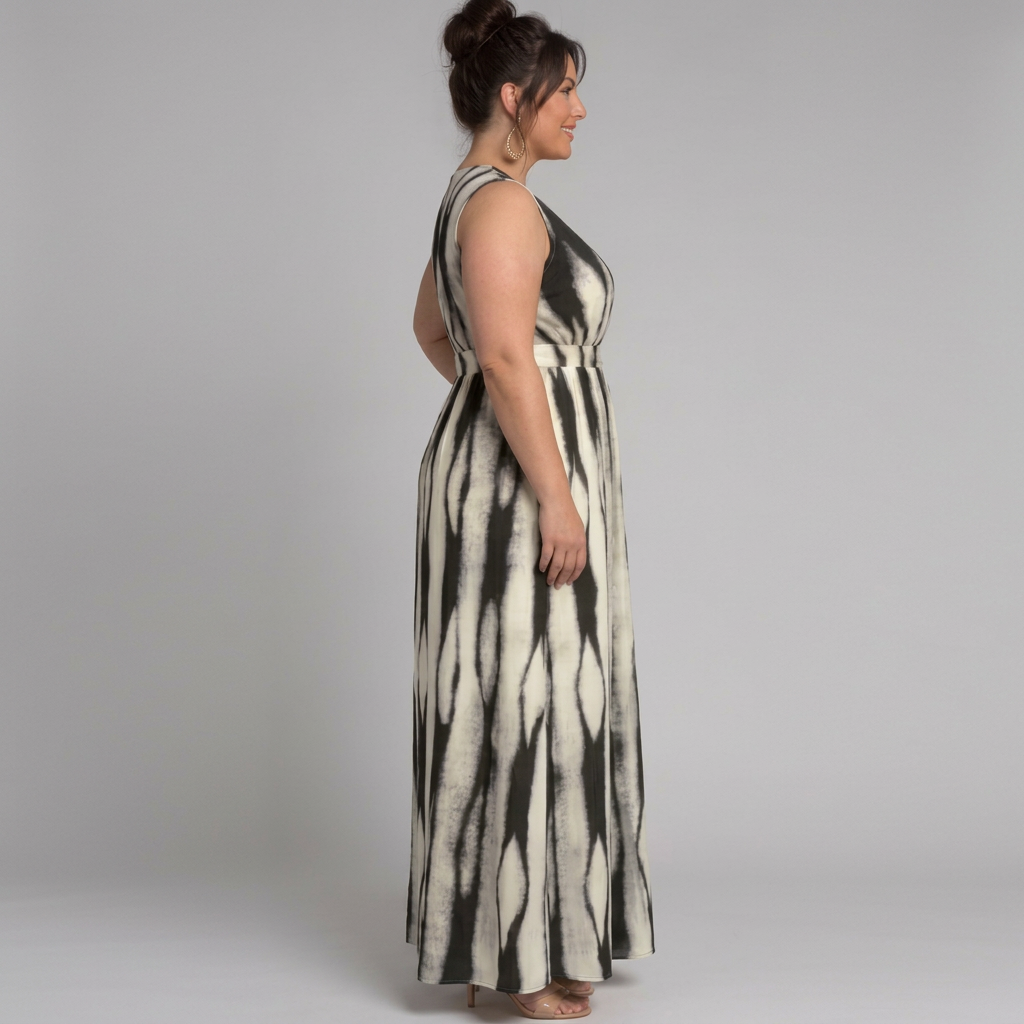 Saskia | Sleeveless Abstract Print Maxi Dress