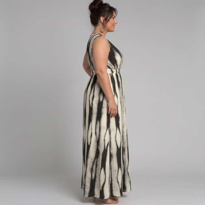 Saskia | Sleeveless Abstract Print Maxi Dress