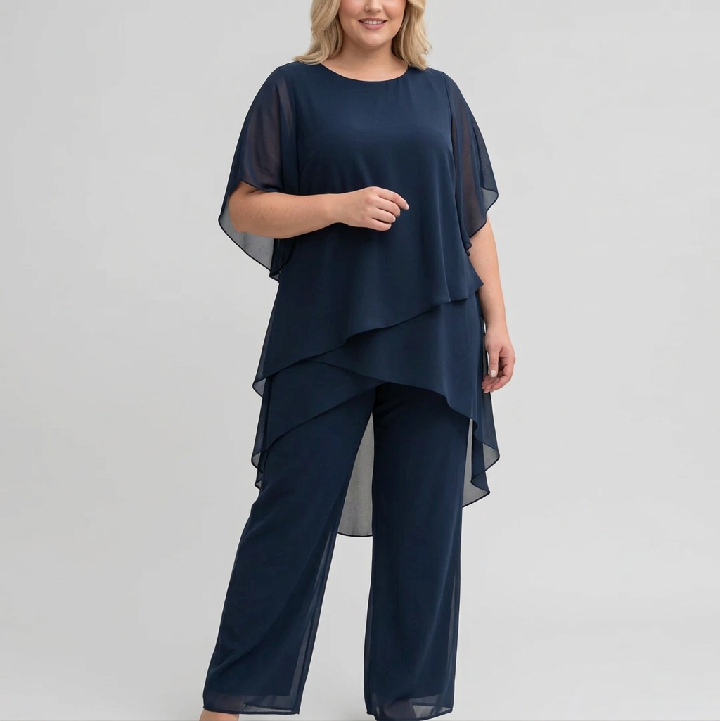 Isolde | Suit with draped palazzo pants