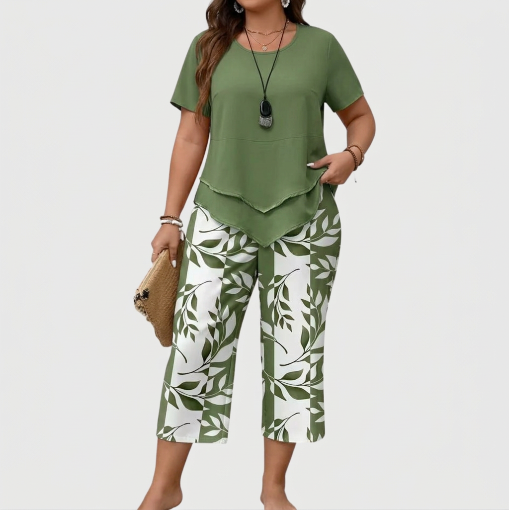 Cosima | Casual Leaf Print Two-Piece Set
