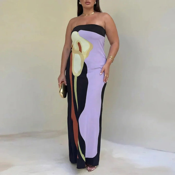Zinnia - Abstract Strapless Maxi Dress