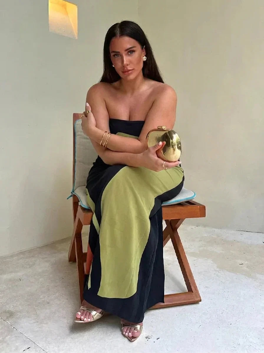 Zinnia - Abstract Strapless Maxi Dress